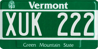 VT license plate XUK222