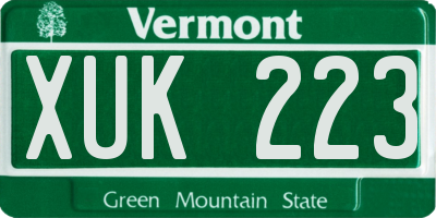 VT license plate XUK223