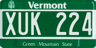 VT license plate XUK224