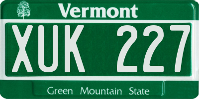 VT license plate XUK227