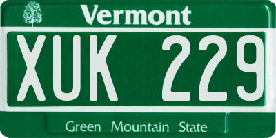 VT license plate XUK229