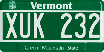 VT license plate XUK232