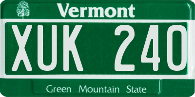 VT license plate XUK240