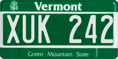 VT license plate XUK242