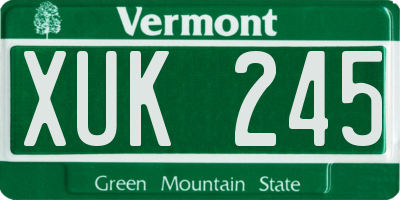 VT license plate XUK245