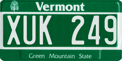 VT license plate XUK249