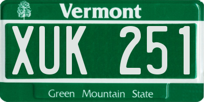 VT license plate XUK251