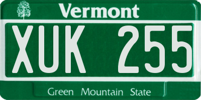 VT license plate XUK255