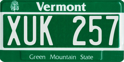 VT license plate XUK257