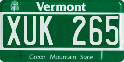 VT license plate XUK265