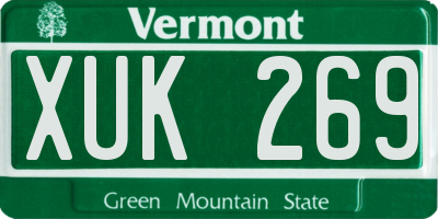 VT license plate XUK269