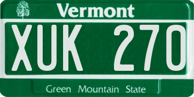 VT license plate XUK270