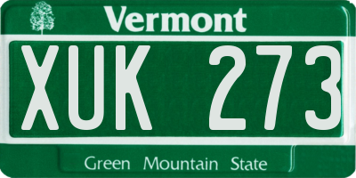 VT license plate XUK273