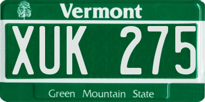VT license plate XUK275