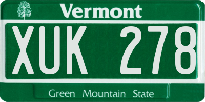 VT license plate XUK278