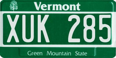 VT license plate XUK285
