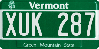 VT license plate XUK287