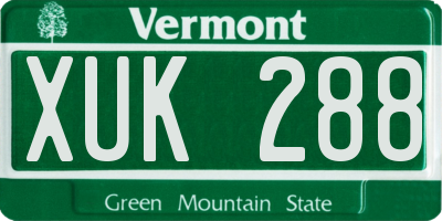 VT license plate XUK288