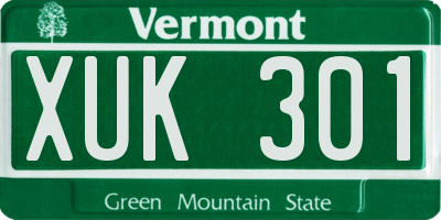 VT license plate XUK301