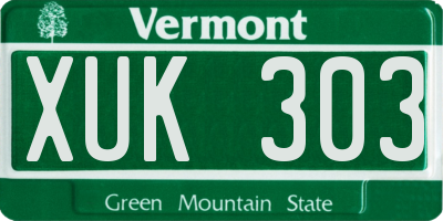 VT license plate XUK303
