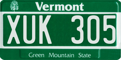 VT license plate XUK305