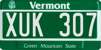 VT license plate XUK307