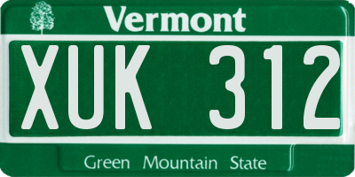 VT license plate XUK312