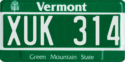 VT license plate XUK314