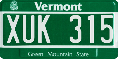 VT license plate XUK315