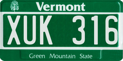 VT license plate XUK316