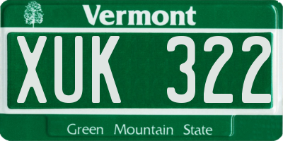 VT license plate XUK322