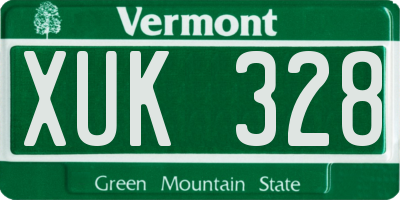VT license plate XUK328