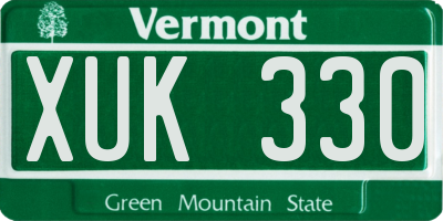 VT license plate XUK330