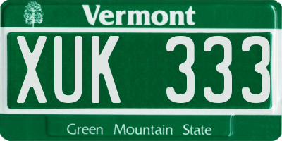 VT license plate XUK333