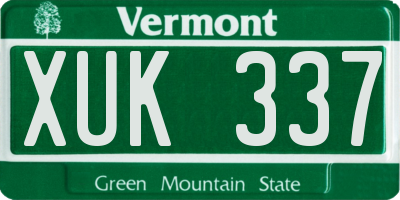 VT license plate XUK337