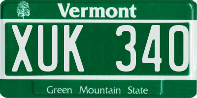 VT license plate XUK340