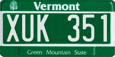 VT license plate XUK351