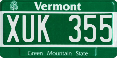 VT license plate XUK355