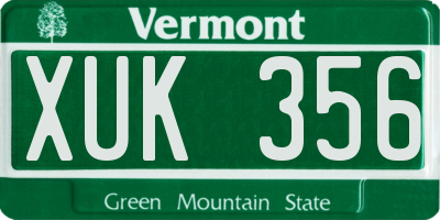 VT license plate XUK356