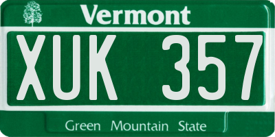 VT license plate XUK357