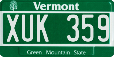 VT license plate XUK359