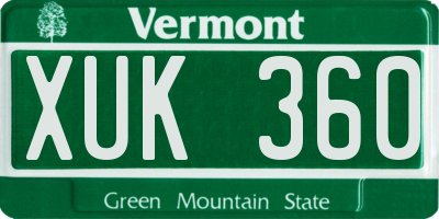 VT license plate XUK360