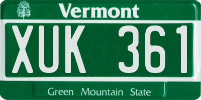 VT license plate XUK361