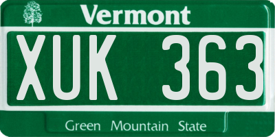 VT license plate XUK363
