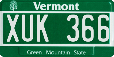 VT license plate XUK366