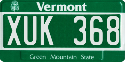 VT license plate XUK368