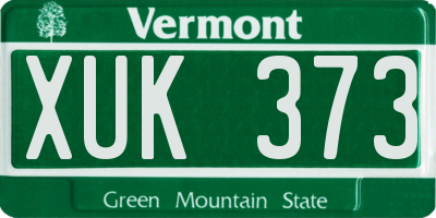 VT license plate XUK373