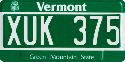 VT license plate XUK375
