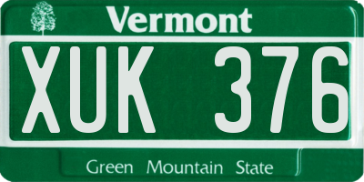 VT license plate XUK376