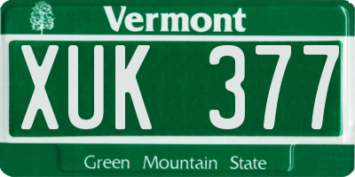 VT license plate XUK377